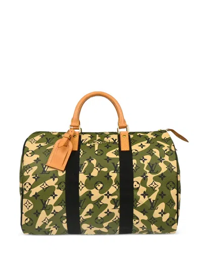 Pre-owned Louis Vuitton 2008 35 Speedy Camouflage Tote Bag In Green