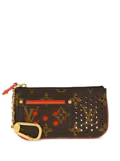 Pre-owned Louis Vuitton 2008 Cles Monogram Perforated Coin Purse In Brown