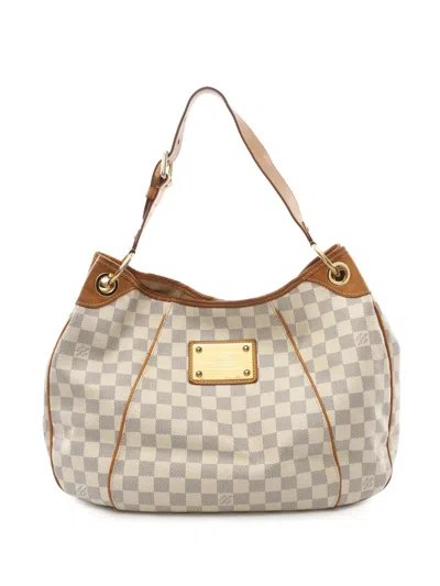 Pre-owned Louis Vuitton 2008 Damier Azur Galliera Pm Shoulder Bag In White