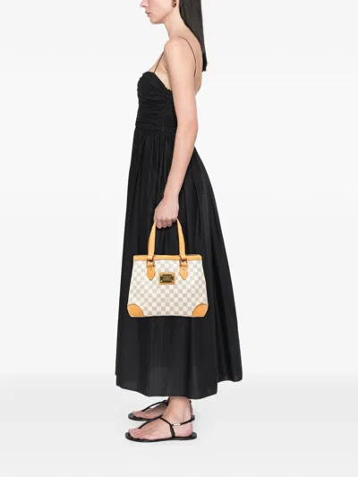 Pre-owned Louis Vuitton 2008 Damier Azur Hampstead Pm Tote Bag In White
