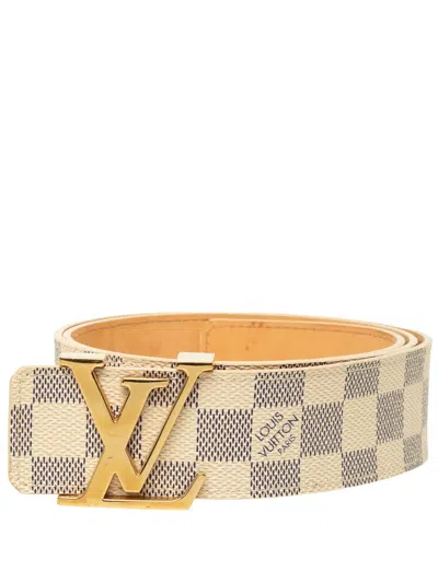 Pre-owned Louis Vuitton 2008 Damier Azur Initiales Belt In White