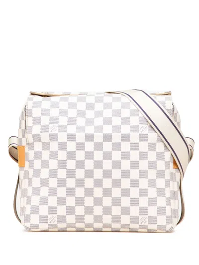 Pre-owned Louis Vuitton 2008 Damier Azur Naviglio Crossbody Bag In White