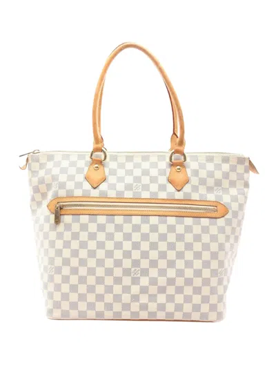Pre-owned Louis Vuitton 2008 Damier Azur Saleya Gm Handbag In White