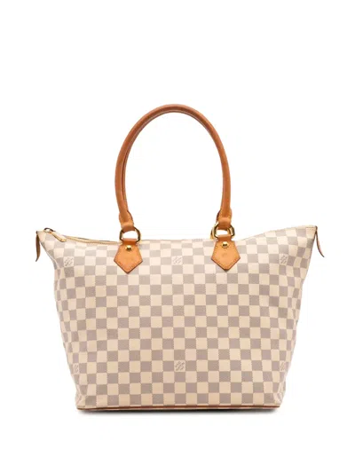 Pre-owned Louis Vuitton 2008 Damier Azur Saleya Mm Tote Bag In White