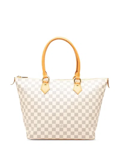 Pre-owned Louis Vuitton 2008 Damier Azur Saleya Mm Tote Bag In White