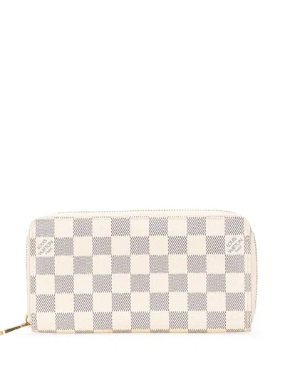 Pre-owned Louis Vuitton 2008 Damier Azur Zippy Wallet Long Wallets In White
