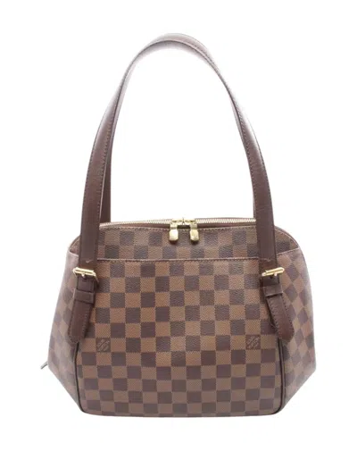Pre-owned Louis Vuitton 2008 Damier Ebene Belem Mm Shoulder Bag In Brown