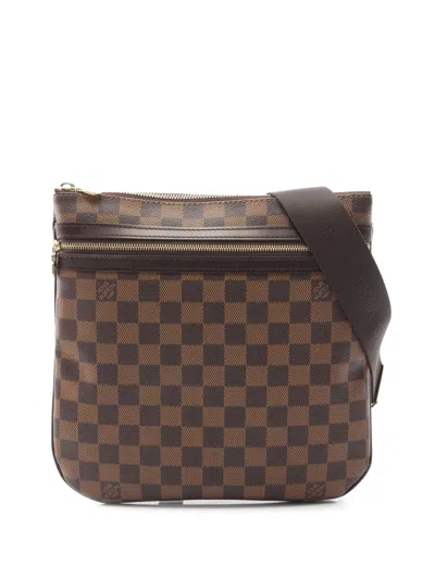Pre-owned Louis Vuitton 2008 Damier Ebene Bosphore Pochette Crossbody Bag In Brown