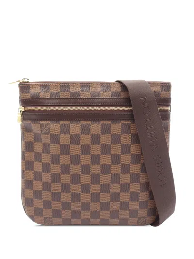 Pre-owned Louis Vuitton 2008 Damier Ebene Bosphore Pochette Crossbody Bag In Brown