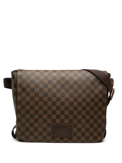 Pre-owned Louis Vuitton 2008 Damier Ebene Brooklyn Gm Crossbody Bag In Brown