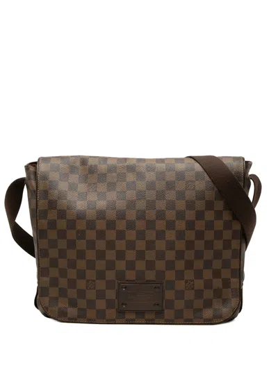 Pre-owned Louis Vuitton 2008 Damier Ebene Brooklyn Gm Crossbody Bag In Brown