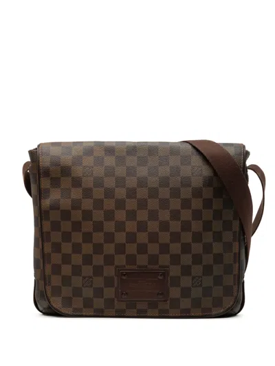 Pre-owned Louis Vuitton 2008 Damier Ebene Brooklyn Mm Crossbody Bag In Brown