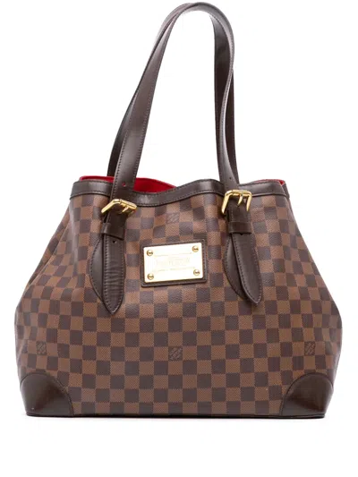 Pre-owned Louis Vuitton 2008 Damier Ebene Hampstead Gm Tote Bag In Brown