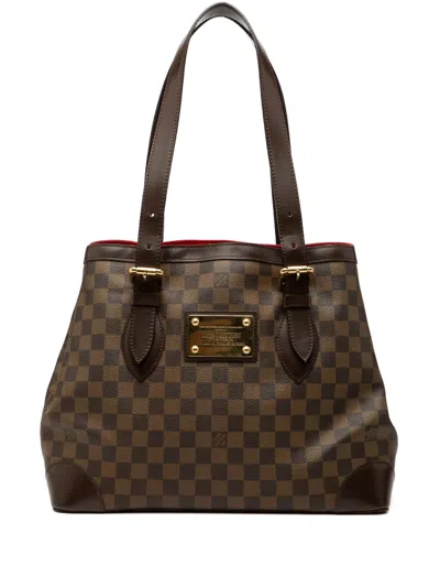 Pre-owned Louis Vuitton 2008 Damier Ebene Hampstead Mm Tote Bag In Brown