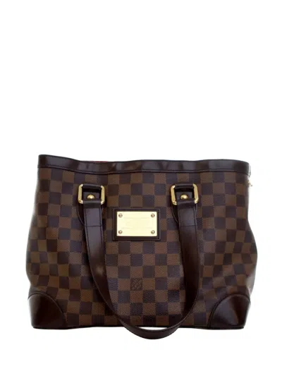 Pre-owned Louis Vuitton 2008 Damier Ebene Hampstead Pm Tote Bag In Brown