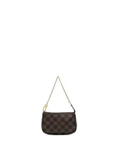 Pre-owned Louis Vuitton 2008 Damier Ebene Mini Pochette Accessoires Handbag In Brown