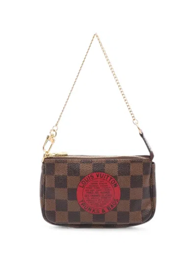 Pre-owned Louis Vuitton 2008 Damier Ebene Mini Pochette Accessoires Handbag In Brown