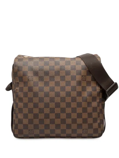 Pre-owned Louis Vuitton 2008 Damier Ebene Naviglio Crossbody Bag In Brown