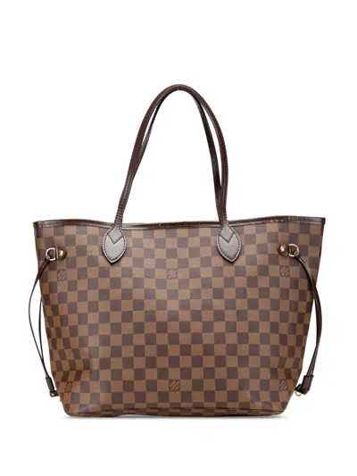 Pre-owned Louis Vuitton 2008 Damier Ebene Neverfull Mm Tote Bag In Brown