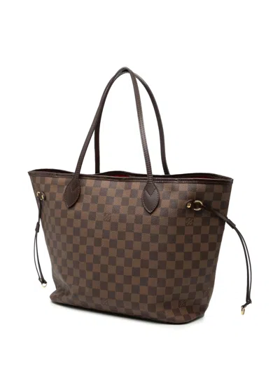 Pre-owned Louis Vuitton 2008 Damier Ebene Neverfull Mm Tote Bag In Brown