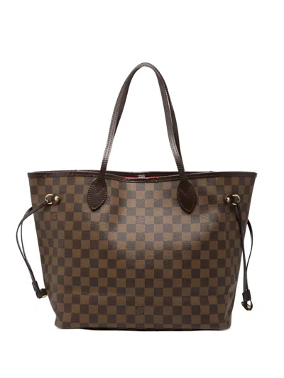 Pre-owned Louis Vuitton 2008 Damier Ebene Neverfull Mm Tote Bag In Brown