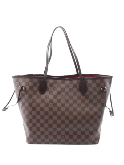 Pre-owned Louis Vuitton 2008 Damier Ebene Neverfull Mm Tote Bag In Brown