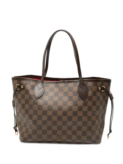 Pre-owned Louis Vuitton 2008 Damier Ebene Neverfull Pm Tote Bag In Brown