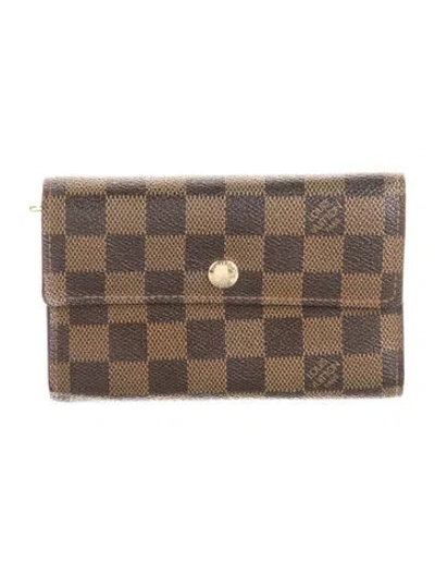 Pre-owned Louis Vuitton 2008 Damier Ebene Pattern Alexandra Wallet In Brown