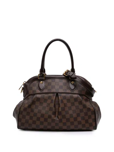 Pre-owned Louis Vuitton 2008 Damier Ebene Trevi Pm Satchel In Brown