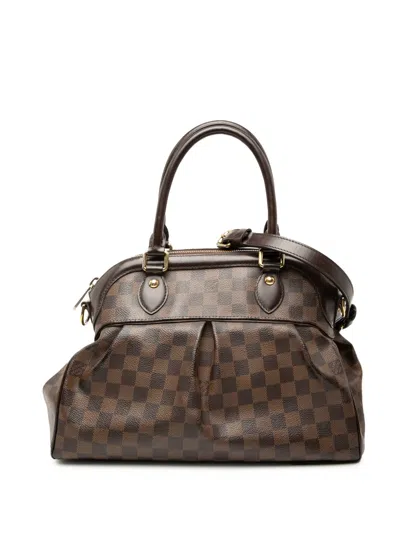 Pre-owned Louis Vuitton 2008 Damier Ebene Trevi Pm Satchel In Brown