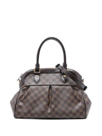 Pre-owned Louis Vuitton 2008 Damier Ebene Trevi Pm Satchel In Brown