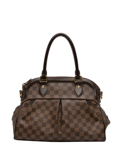 Pre-owned Louis Vuitton 2008 Damier Ebene Trevi Pm Satchel In Brown