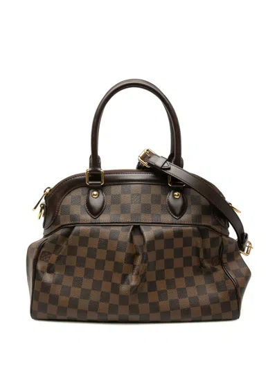 Pre-owned Louis Vuitton 2008 Damier Ebene Trevi Pm Satchel In Brown