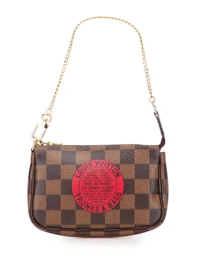 Pre-owned Louis Vuitton 2008 Damier Ebene Trunks And Bags Mini Pochette Accessoires Handbag In Brown