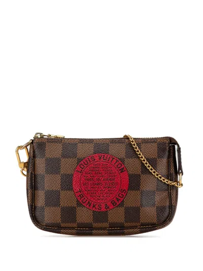 Pre-owned Louis Vuitton 2008 Damier Ebene Trunks And Bags Mini Pochette Accessoires Handbag In 褐色