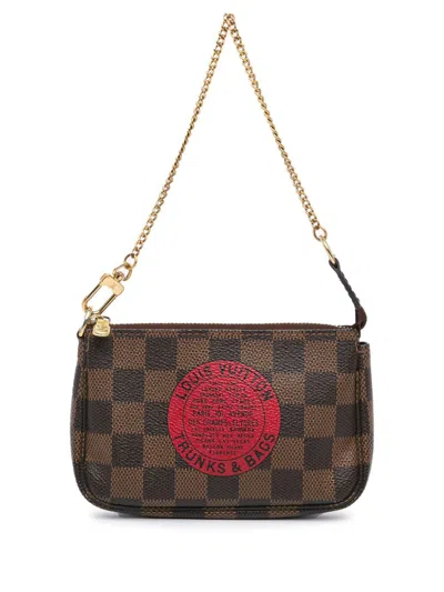 Pre-owned Louis Vuitton 2008 Damier Ebene Trunks And Bags Mini Pochette Accessoires Handbag In Brown