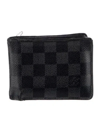 Pre-owned Louis Vuitton 2008 Damier Graphite Pattern Bifold Wallet In Black