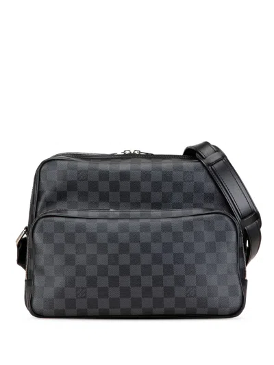 Pre-owned Louis Vuitton 2008 Damier Graphite Sac Leoh Crossbody Bag In Black