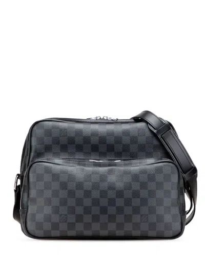 Pre-owned Louis Vuitton 2008 Damier Graphite Sac Leoh Crossbody Bag In Black