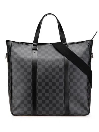 Pre-owned Louis Vuitton 2008 Damier Graphite Tadao Pm Satchel In Black