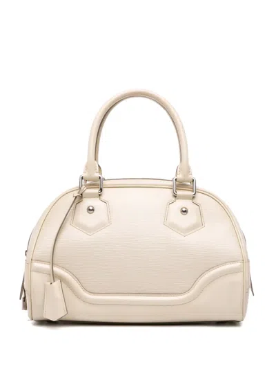 Pre-owned Louis Vuitton 2008 Epi Bowling Montaigne Pm Handbag In White