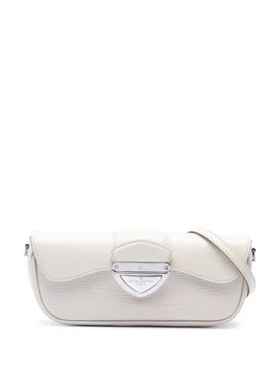 Pre-owned Louis Vuitton 2008 Epi Pochette Montaigne Shoulder Bag In White