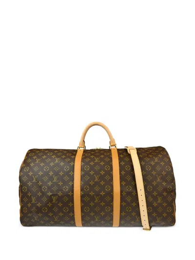 Pre-owned Louis Vuitton 2008 Keepall Bandouliere 60 Travel Bag In Brown