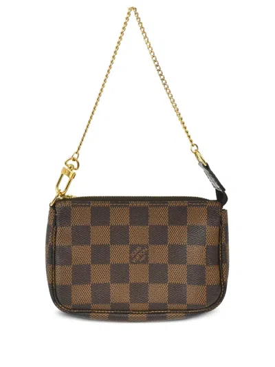 Pre-owned Louis Vuitton 2008 Mini Pochette Accessoires Clutch Bag In Brown
