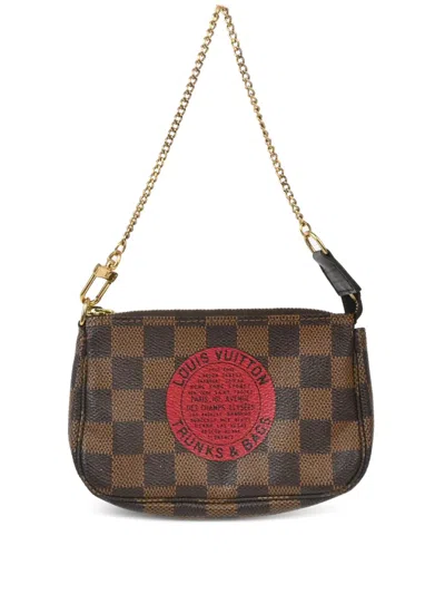 Pre-owned Louis Vuitton 2008 Mini Pochette Accessoires Clutch Bag In Brown