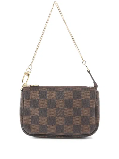 Pre-owned Louis Vuitton 2008 Mini Pochette Accessoires Clutch Bag In Brown