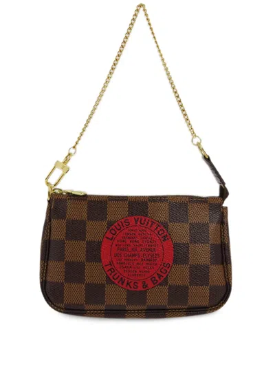 Pre-owned Louis Vuitton 2008 Mini Pochette Accessoires Clutch Bag In Brown