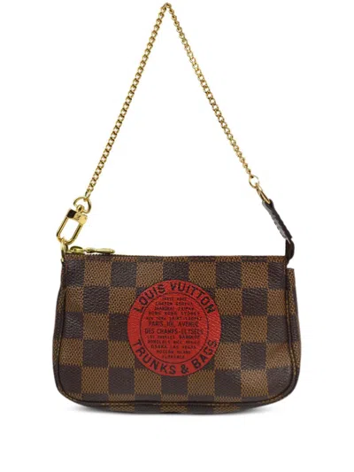 Pre-owned Louis Vuitton 2008 Mini Pochette Accessoires Clutch Bag In Brown