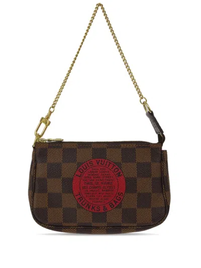 Pre-owned Louis Vuitton 2008 Mini Pochette Accessoires Clutch Bag In Brown