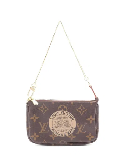 Pre-owned Louis Vuitton 2008 Mini Pochette Accessoires Shoulder Bag In Brown